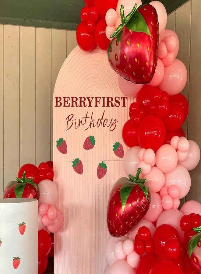 FUTNH Berry First Birthday Wall Decal for Balloons，Sweet One Birthday Party Sign for Girls，Strawberry First Birthday Wall Decal，Berry Themed 1st Birthday Backdrop Decal，Berry 1st Birthday Balloon Arch Sign - Image 3